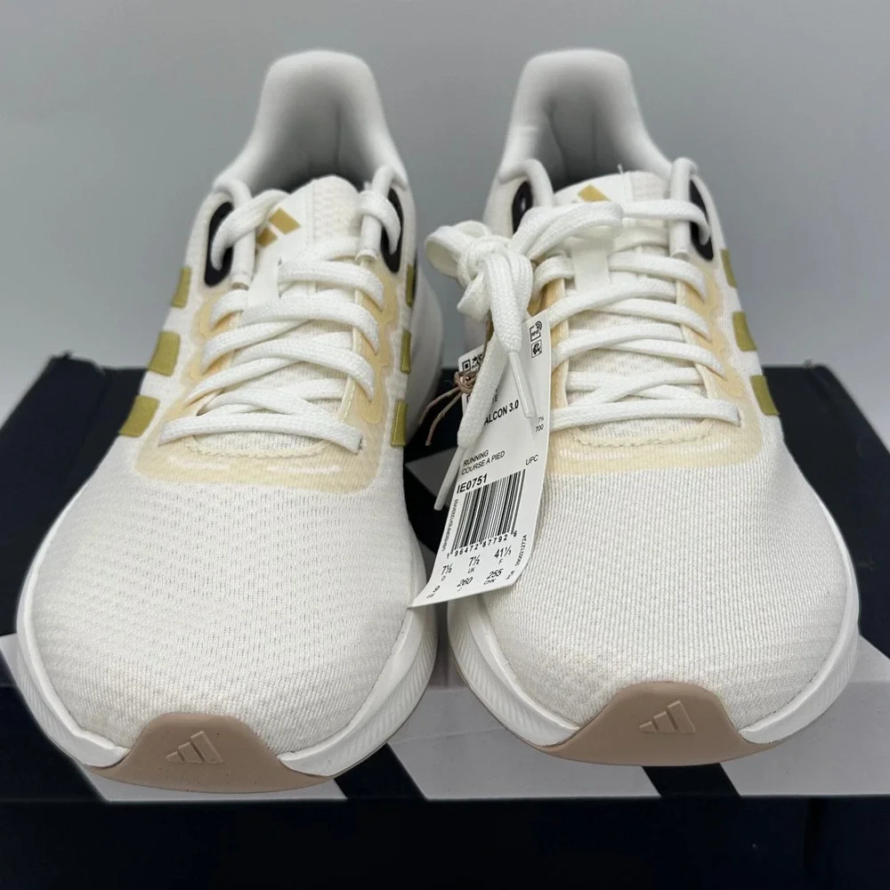 Adidas Runfalcon 3.0 W Womens 9 White Gold Leopard Print Running Shoes NEW
